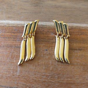 Vintage Gold Tone 3-Tier Dangle Drop Stud Earrings